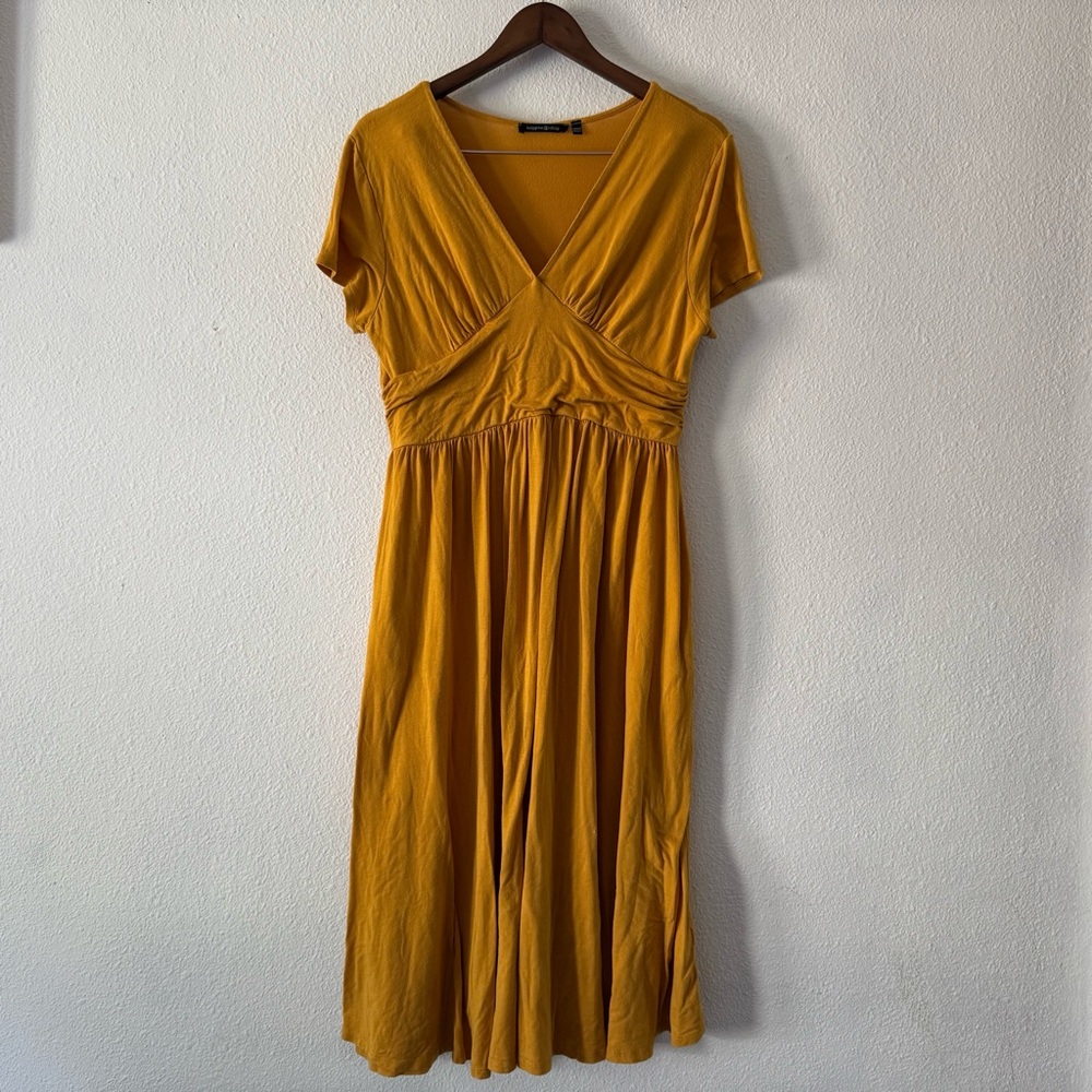Hippie Chic Mustard Yellow Midi Dress Size SM Boho Coquette Cottagecore Boho - Picture 9 of 9